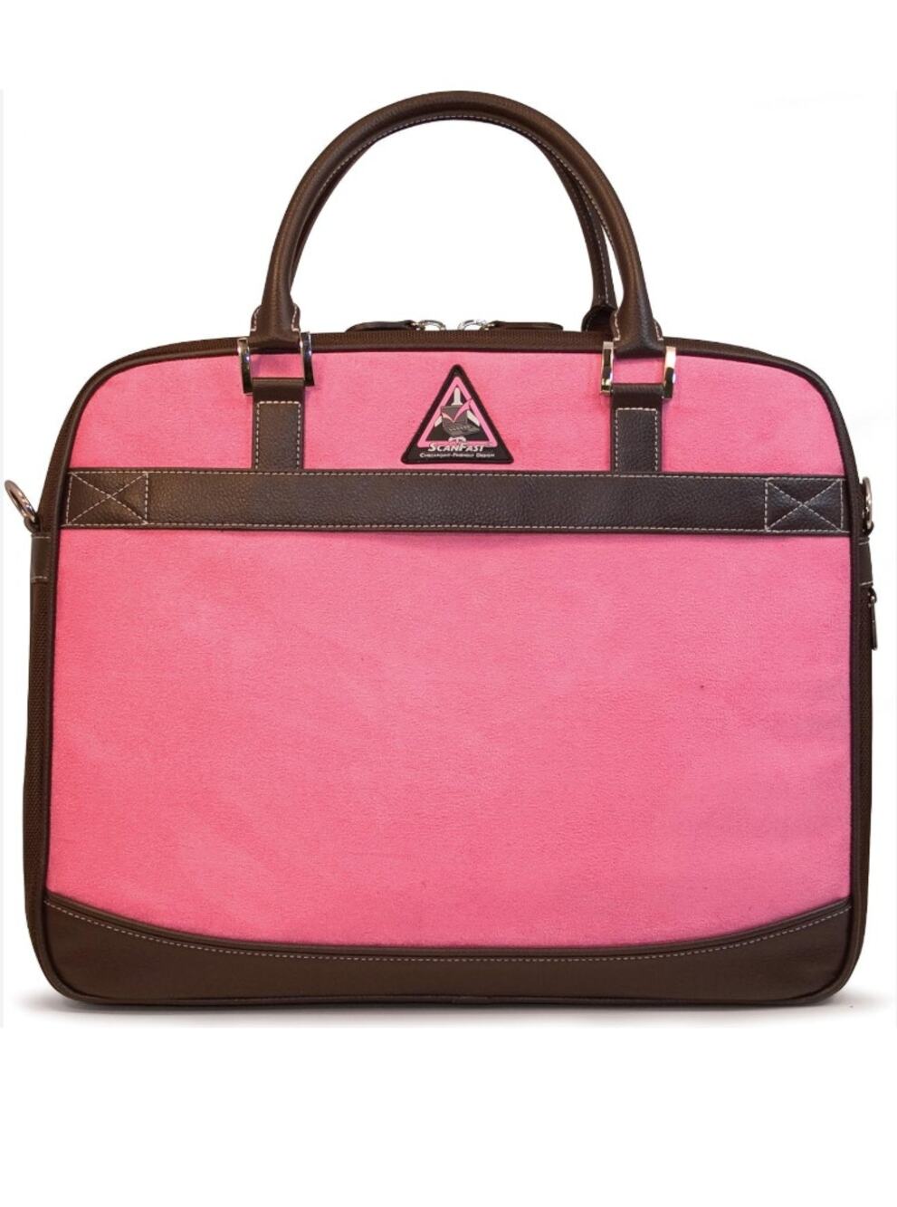 Mobile Edge ScanFast Element Briefcase Brown Leather and Canvas Pink Suede